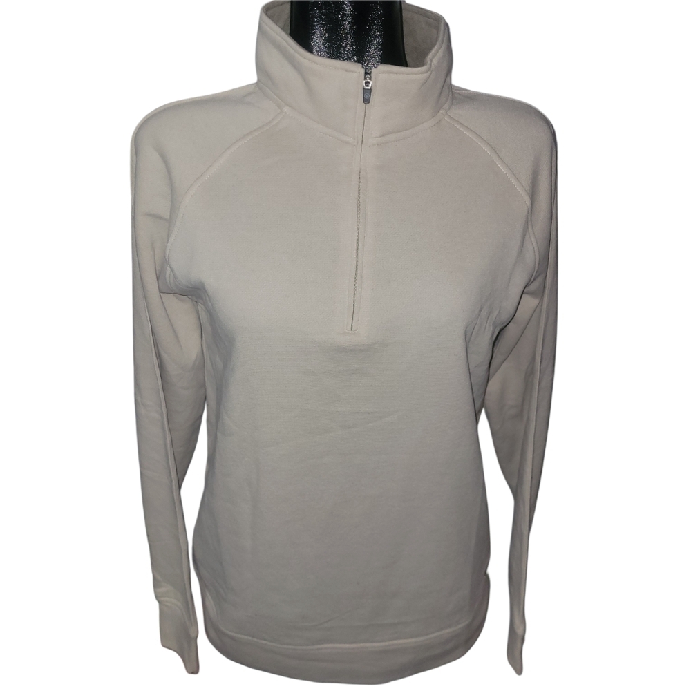 Burnside Cream Quarter-Zip Pullover  High Neck Top Size Small